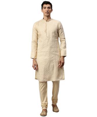 Beige silk Kurta Churidar Set 1