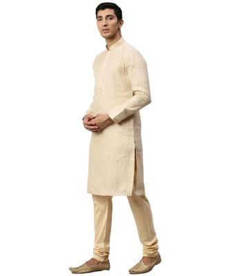 Beige silk Kurta Churidar Set 3