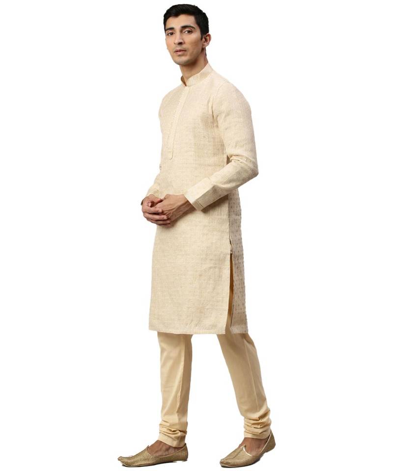 Beige silk Kurta Churidar Set