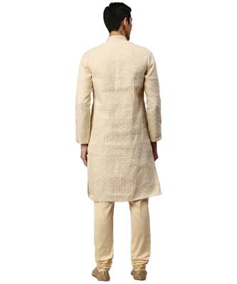 Beige silk Kurta Churidar Set 4