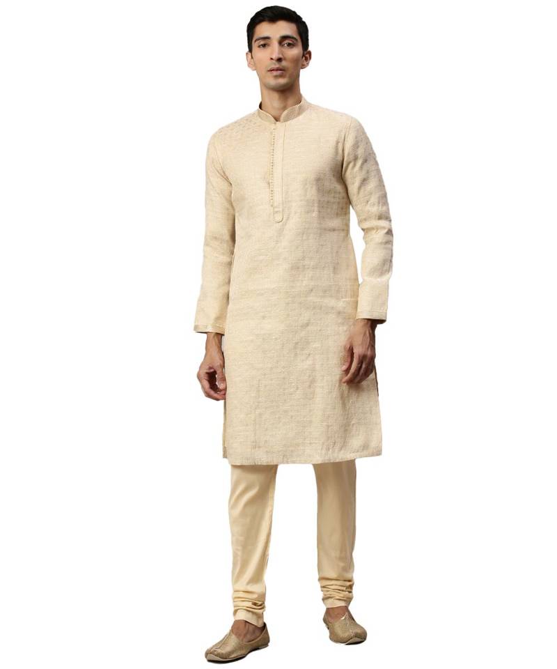 Beige silk Kurta Churidar Set