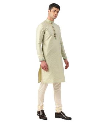 Green Art Silk Kurta Churidar Set 3