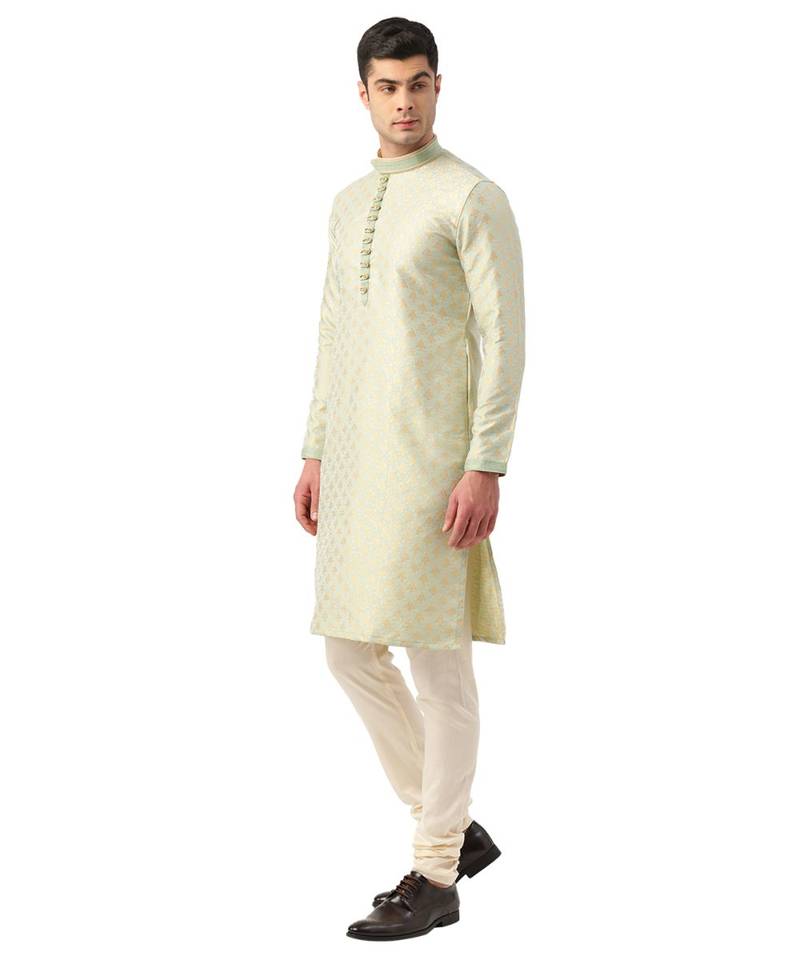 Green Art Silk Kurta Churidar Set