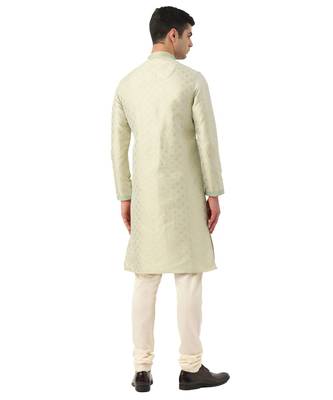 Green Art Silk Kurta Churidar Set 5
