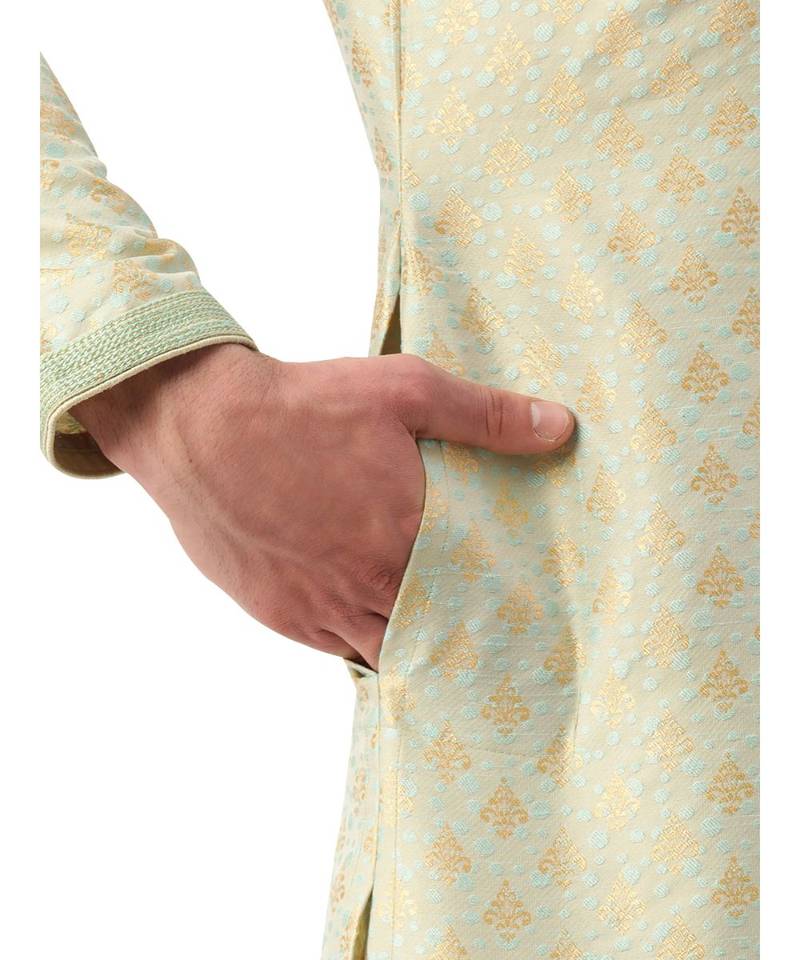 Green Art Silk Kurta Churidar Set