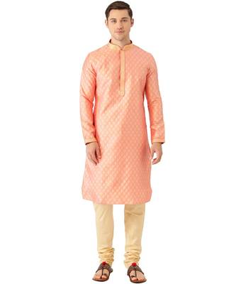 Peach silk Kurta Churidar Set 1