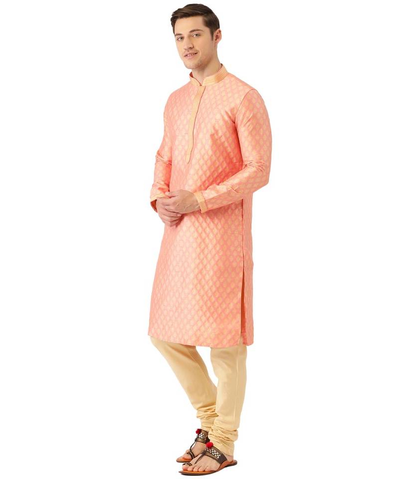 Peach silk Kurta Churidar Set