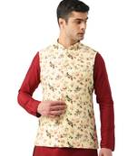 Cream Art Silk Jacket