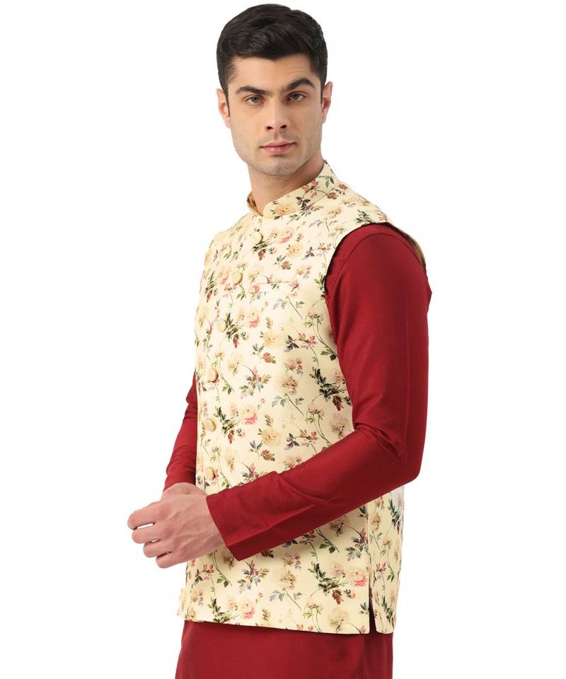 Cream Art Silk Jacket