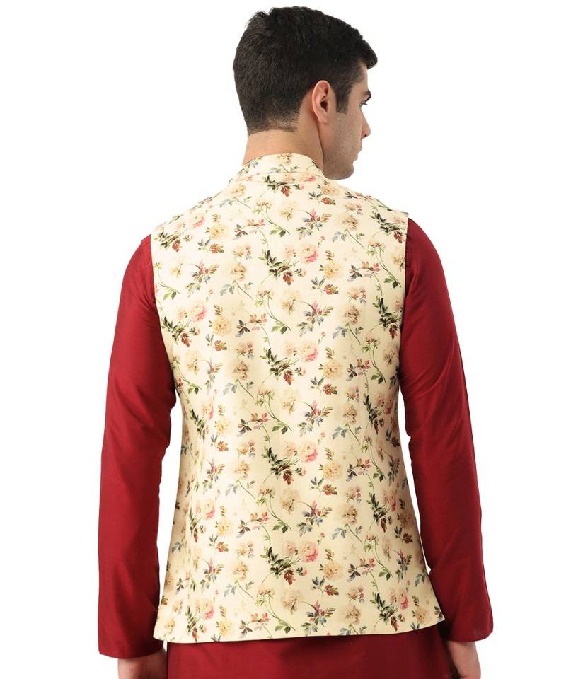 Cream Art Silk Jacket