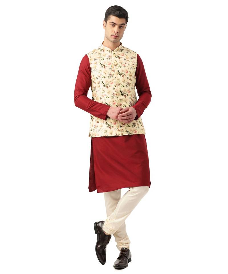 Cream Art Silk Jacket