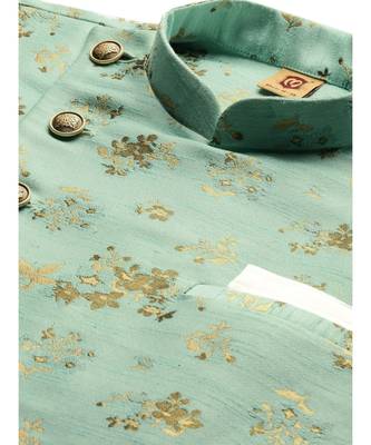 Blue silk Jacket Kurta Churidar Set 2