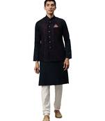 Blue silk Jacket Kurta Churidar Set