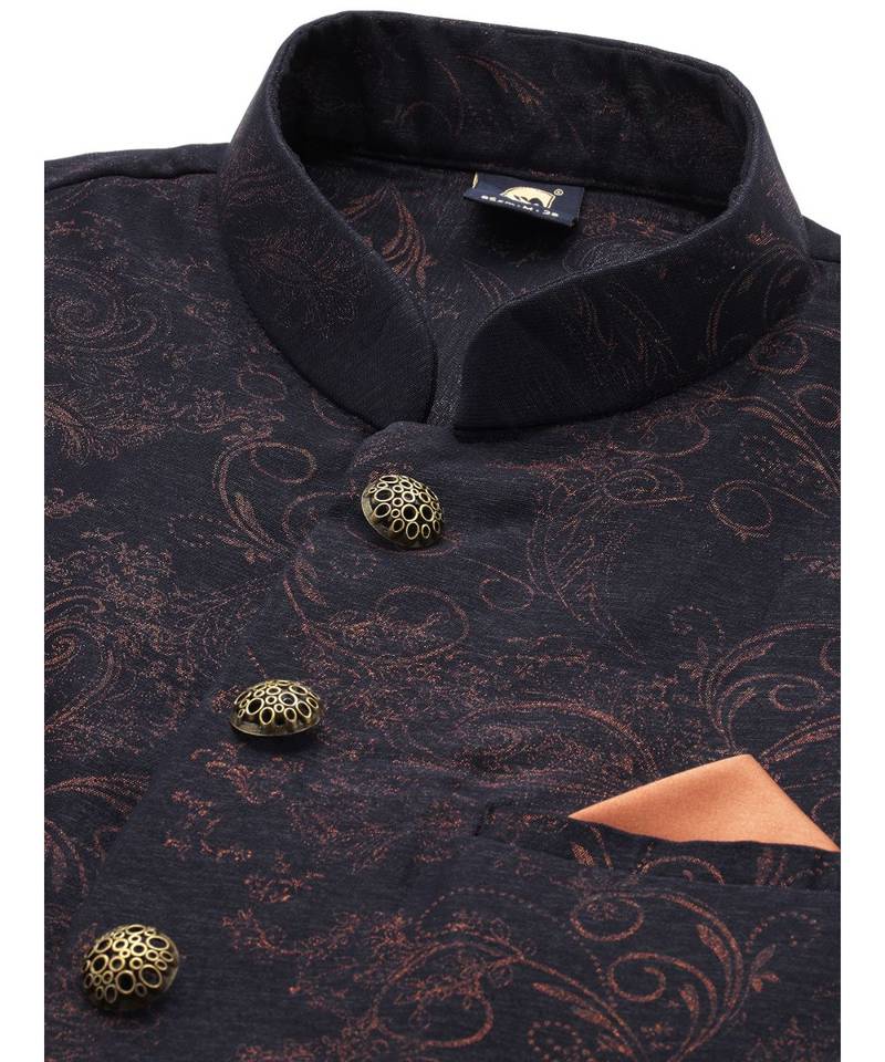 Blue silk Jacket Kurta Churidar Set