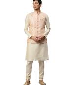 red silk Jacket Kurta Churidar Set