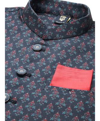 Blue silk Jacket Kurta Churidar Set 2