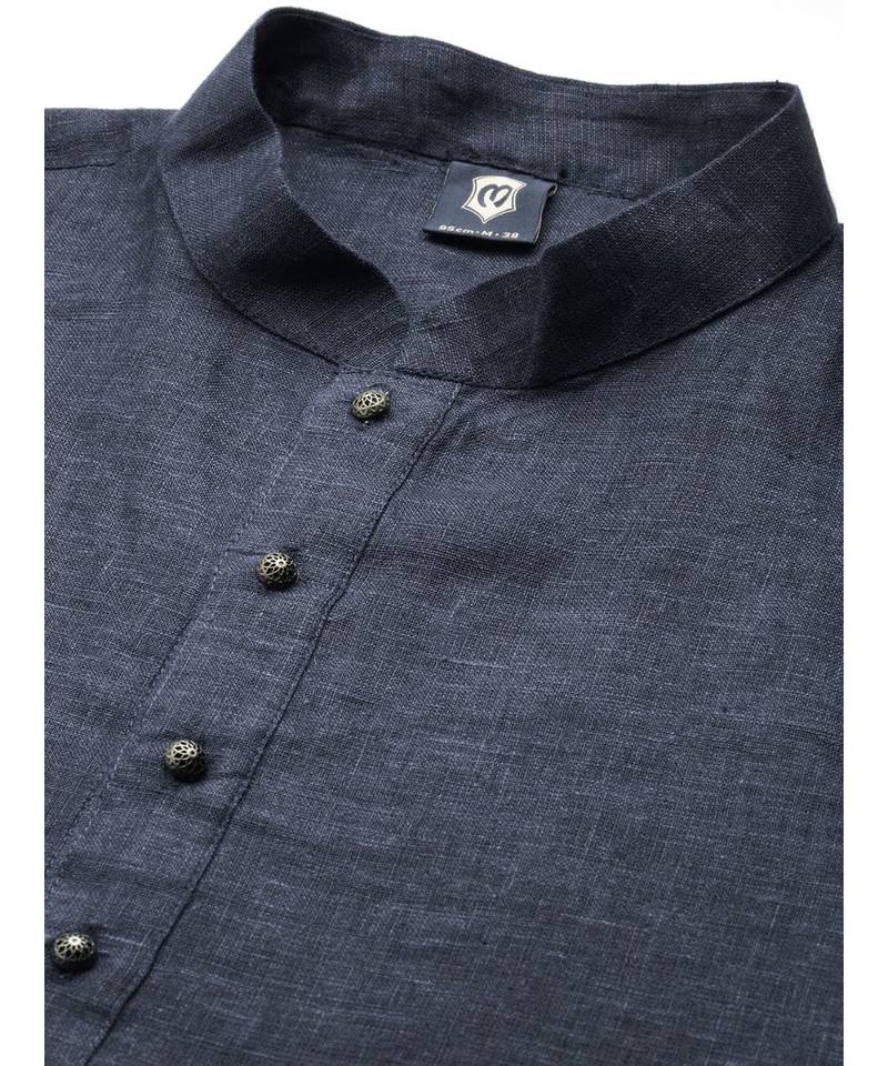 Blue silk Jacket Kurta Churidar Set