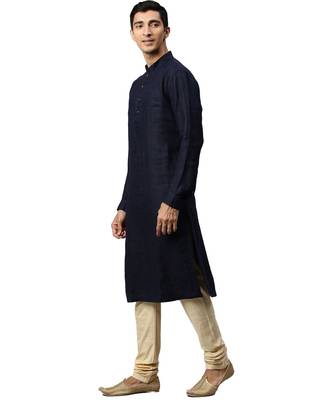 Blue silk Jacket Kurta Churidar Set 4