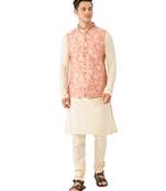 red silk Jacket Kurta Churidar Set