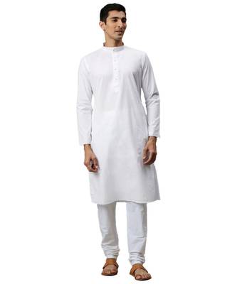 White cotton Kurta Pajama Set 5