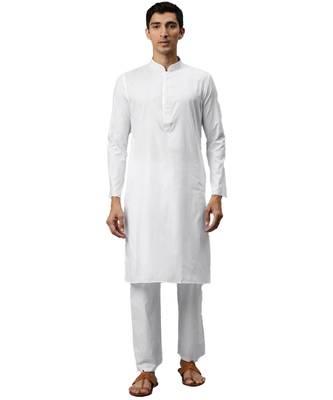 White cotton Kurta Pajama Set 1
