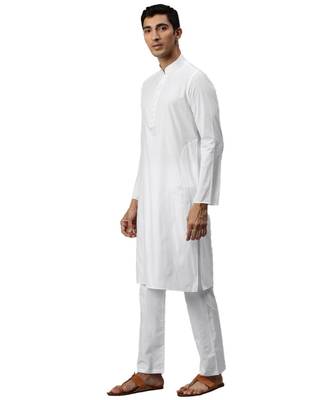 White cotton Kurta Pajama Set 3