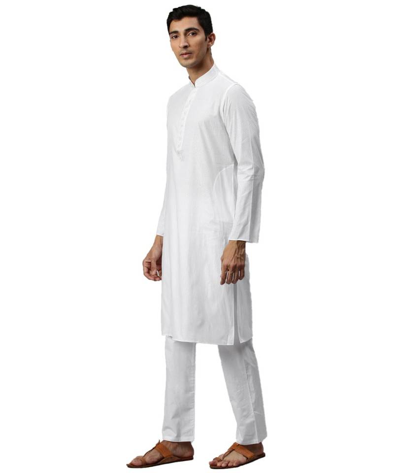 White cotton Kurta Pajama Set