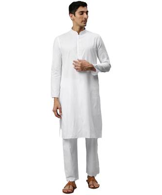 White cotton Kurta Pajama Set 5