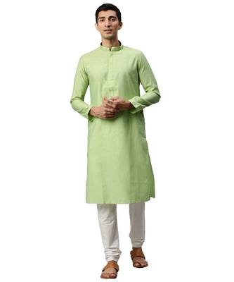 Green silk Kurta Churidar Set 1