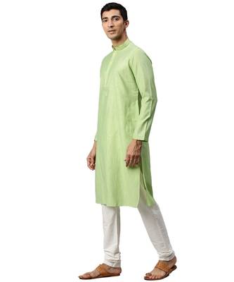 Green silk Kurta Churidar Set 3