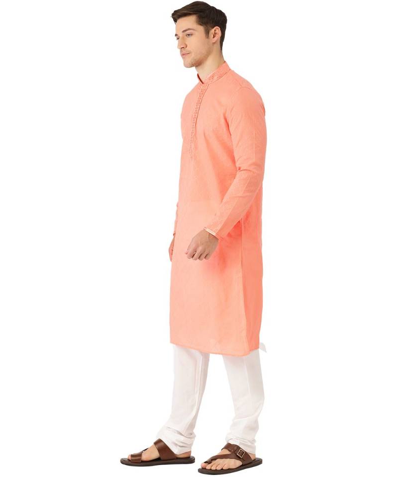 red cotton Kurta Churidar Set