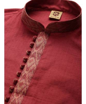 Red cotton Kurta Churidar Set 2