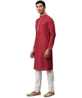 Red cotton Kurta Churidar Set 3