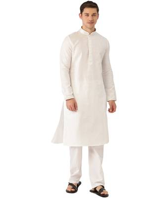 White cotton Kurta Pajama Set 1