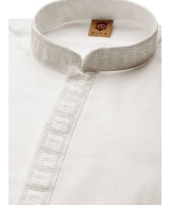White cotton Kurta Pajama Set 2