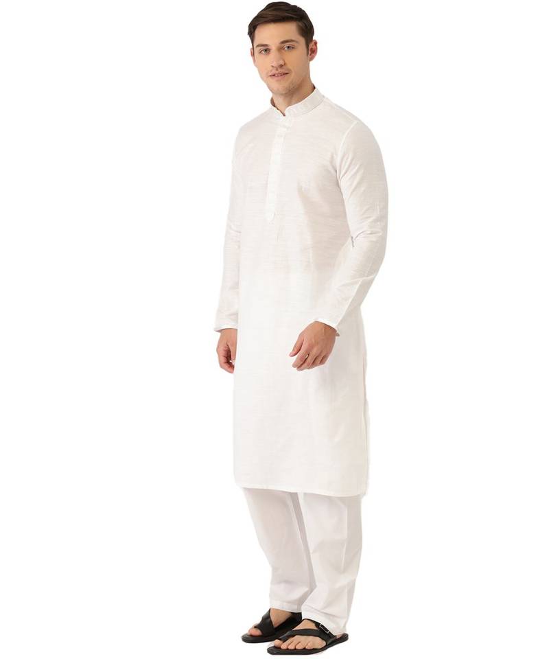 White cotton Kurta Pajama Set