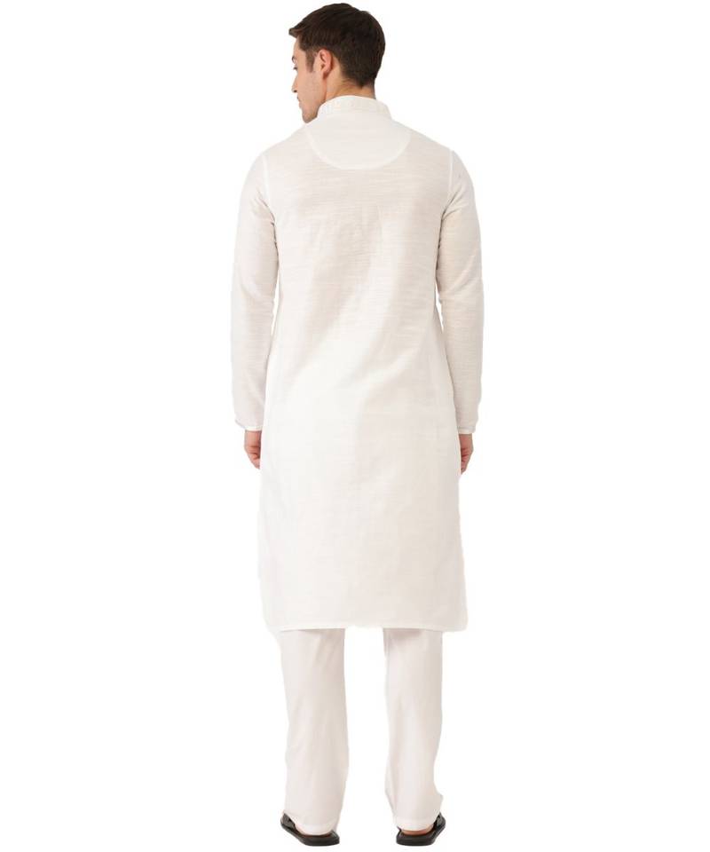 White cotton Kurta Pajama Set