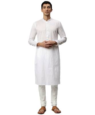 White cotton Kurta Pajama Set 1