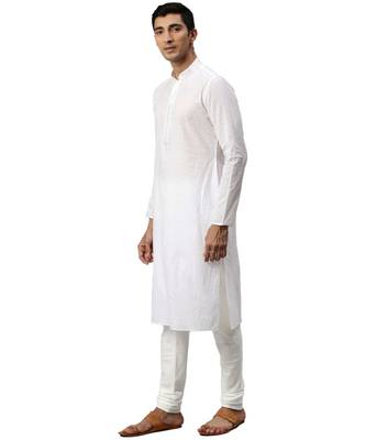 White cotton Kurta Pajama Set 3