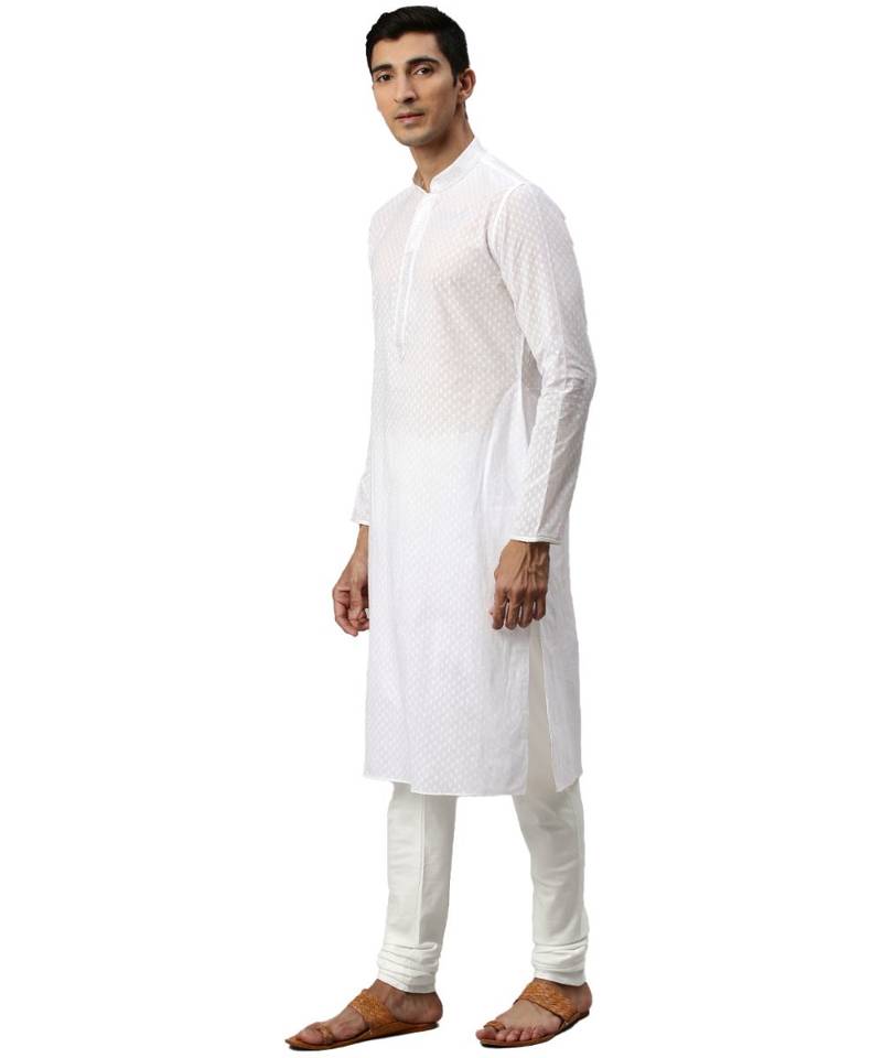 White cotton Kurta Pajama Set