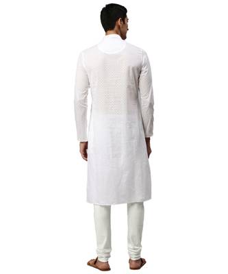 White cotton Kurta Pajama Set 4