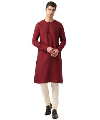 Maroon Art Silk Kurta 1
