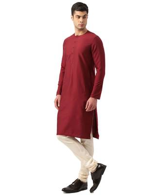 Maroon Art Silk Kurta 4