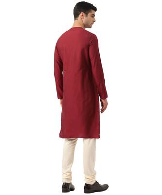 Maroon Art Silk Kurta 5