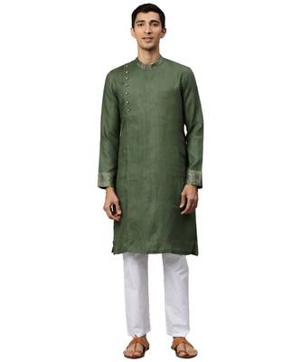 Green Linen Kurta 1