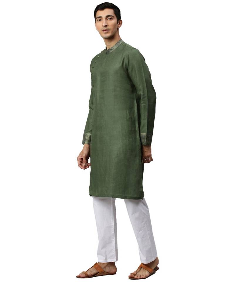 Green Linen Kurta