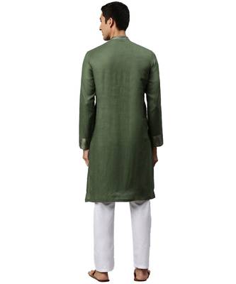 Green Linen Kurta 4
