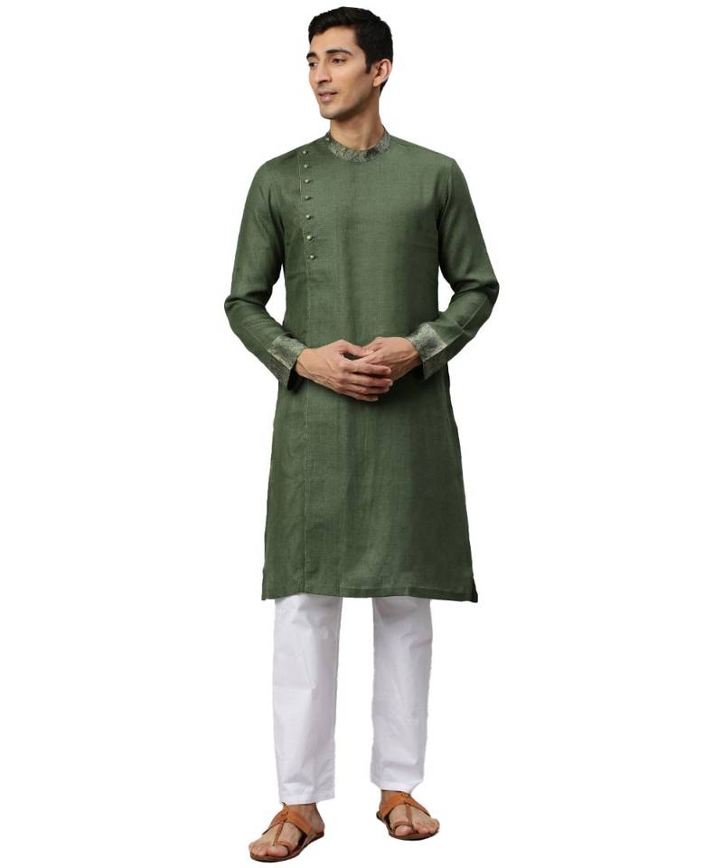 Green Linen Kurta