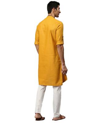 Yellow cotton Kurta 4