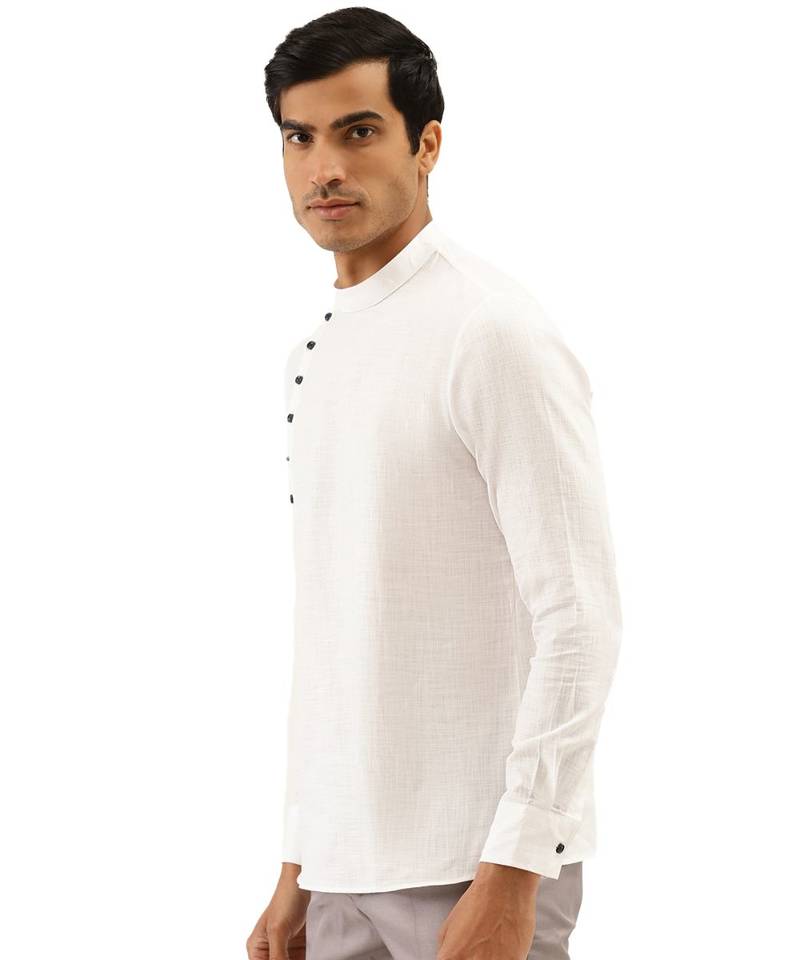 White Art Silk Short Kurta